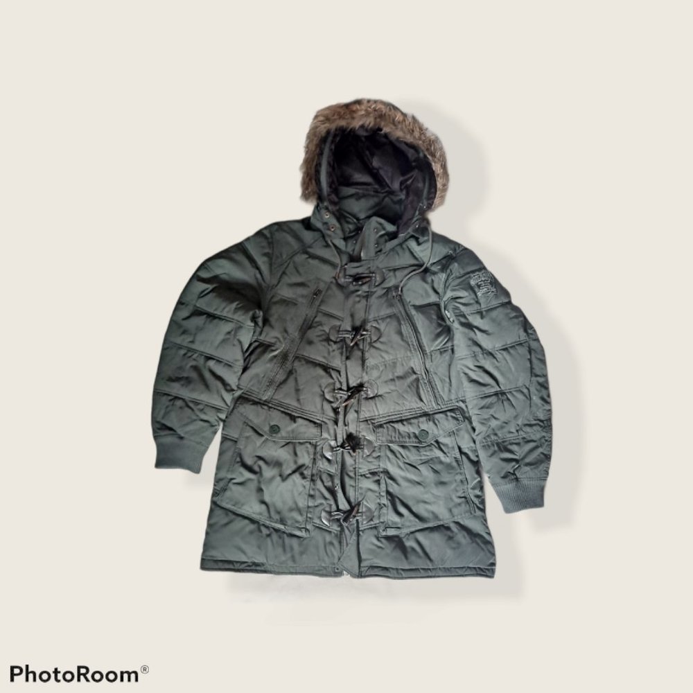 JETLAG rare faux fur hooded parka XXL Green Mens
